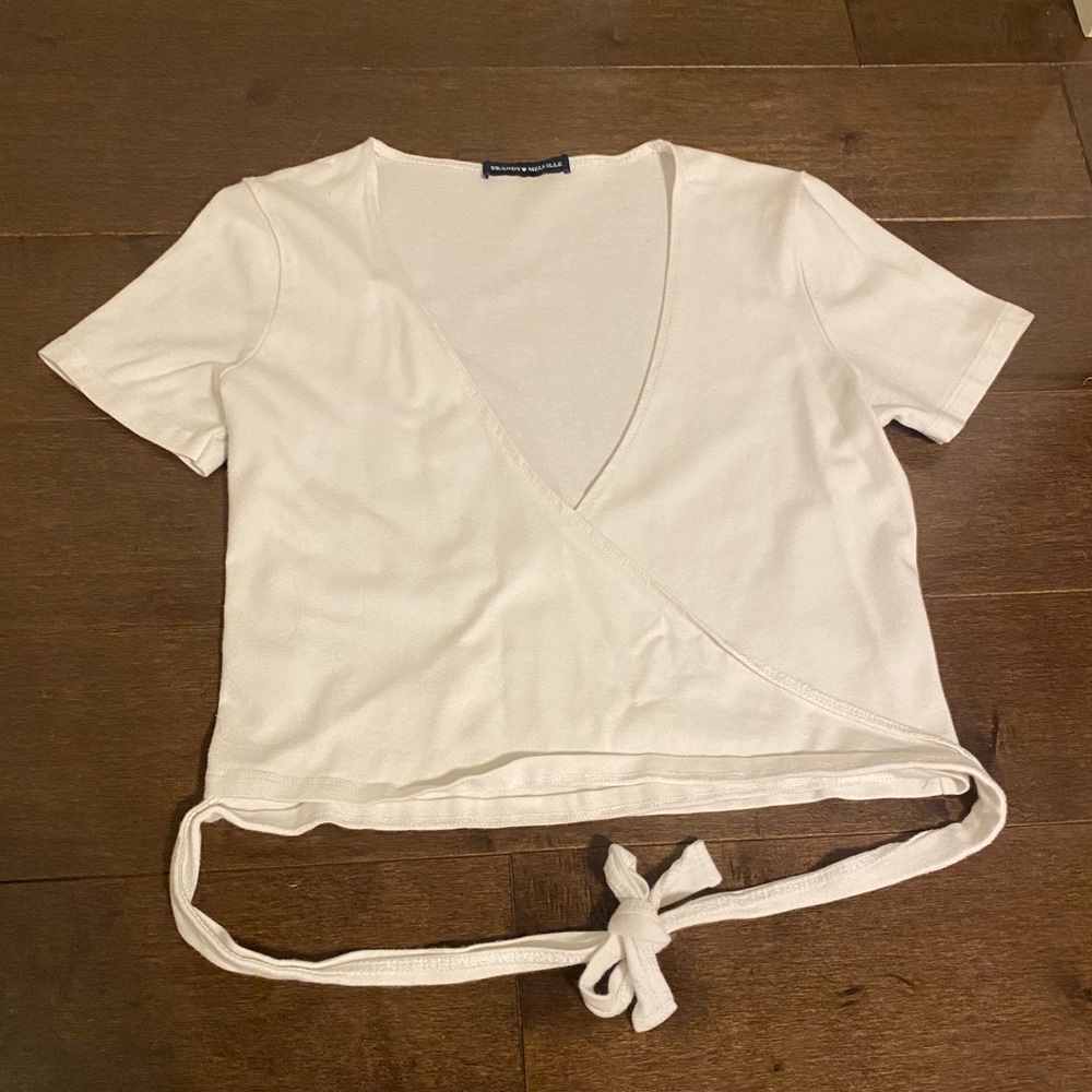 White wrap around Brandy Melville top